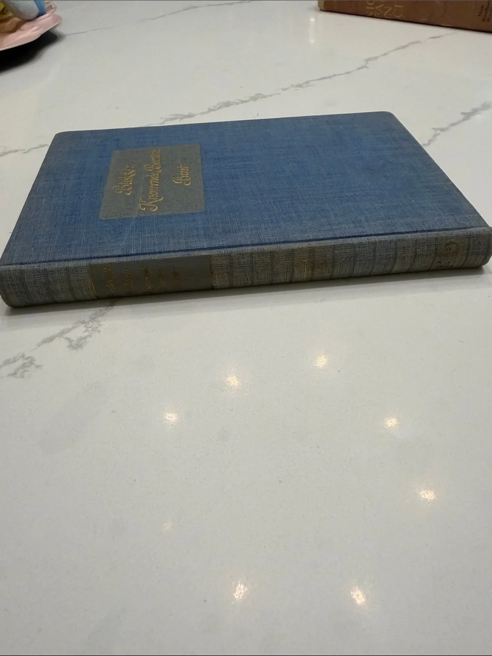 Blue Clothbound Book with Gold Script Title